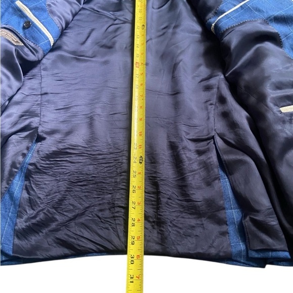 JACK VICTOR Mens 42 R Blue Plaid taly Wool Bamboo Blazer Sport Coat Suit Jacket - Picture 4 of 8